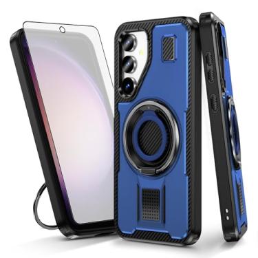 Imagem de Asuwish Capa de telefone para Samsung Galaxy S23 FE 5G com protetor de tela de vidro temperado e suporte de anel à prova de choque com suporte protetor de celular acessórios para celular S 23 EF S23FE