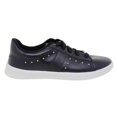 Imagem de Tênis Moleca Feminino Casual Aplique Lateral Preto, Preto, 37