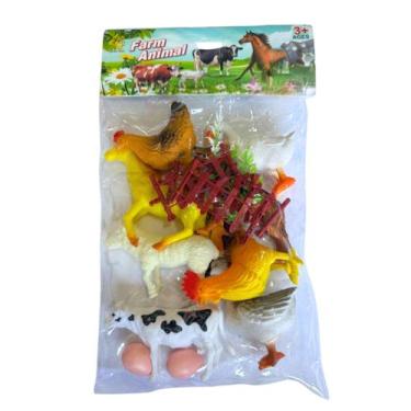 Imagem de Kit Animais da Fazenda de Borracha 14 Peças Diversos Tamanho - Elite