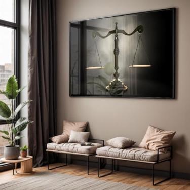 Imagem de Quadro com Moldura e Acrilico Cristal Vidro Sala Quarto Balança Justiça Decorativo Horizontal Grande Hall