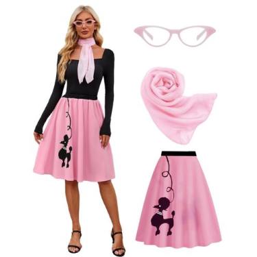 Imagem de Conjunto de saias Poodle Costume APRROOT 50s rosa, 3 peças