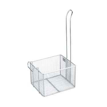 Imagem de Cesta de fritura de aço inoxidável com alça vertical para fritura pequena de fritura de frigideira para restaurante, cozinha, hotel, cesta de fritura