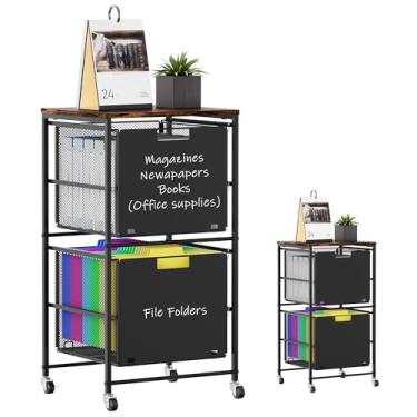 Imagem de Solinxe Organizador de arquivos, prateleira de armazenamento de bandeja de papel de malha móvel, carrinho utilitário para escritório escolar em casa (2 camadas)