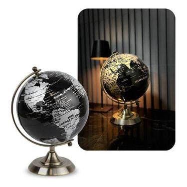 Imagem de Globo Terrestre Decorativo Preto Dourado Mesa Escritório Lux - Duarte 