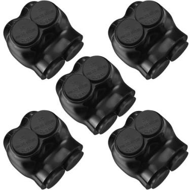 Imagem de Conectores isolados de vários cabos Saysurey, 2 portas, pretos, 5 unid