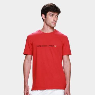 Imagem de Camiseta Slim Osklen Vintage United Kingdom Masculina, Vermelho, M