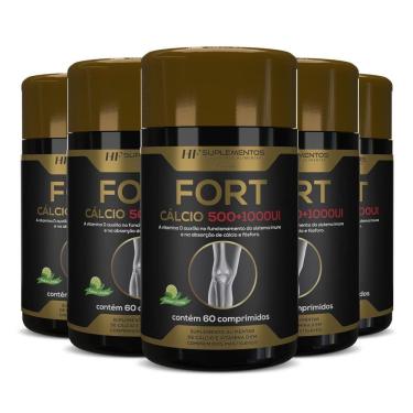 Imagem de 5X Fort Calcio 500+1000Ui Hf Suplementos Premium 60 Comps