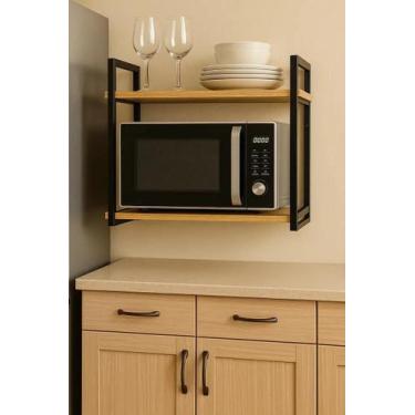 Imagem de Nicho 60 cm Reforçado P/ Micro-ondas Forno Madeira Metalon - Casa Luxo