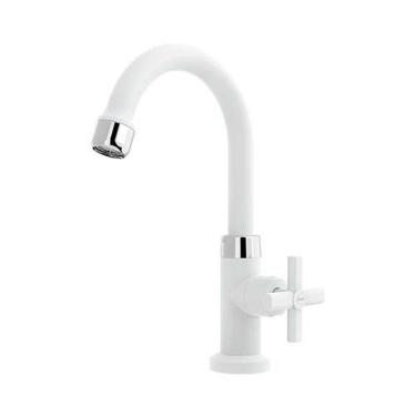 Imagem de Torneira Lavatório Bica Alta 1/2 Branca - Blukit Com Fechamento 1/4 De Volta