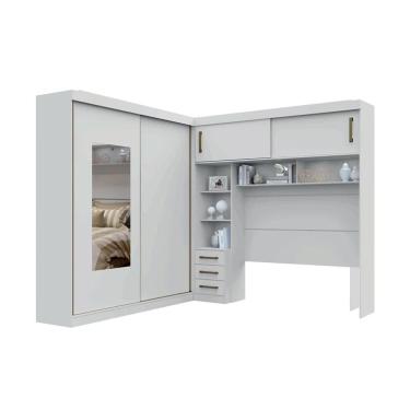 Imagem de Guarda-Roupa Modulado com Espelho Sparta New 4 Portas 7 Gavetas Branco