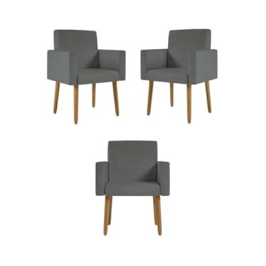 Imagem de Kit 03 Poltronas Nina Decorativa Para Recepção Balaqui Decor Cor:cinza