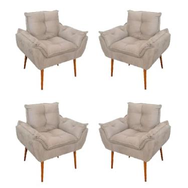 Imagem de Kit 04 Cadeiras Poltronas de Luxo Opala Sala, Quarto Cor:bege