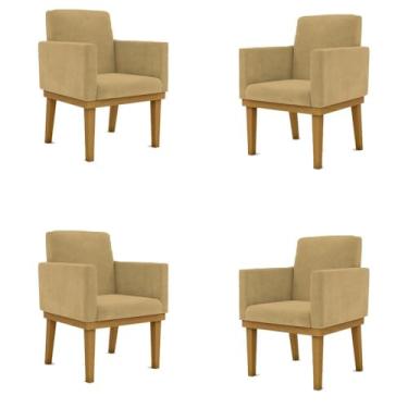 Imagem de Kit 4 Poltronas Cadeira Reforçada Escritório Capuccino Cor:capuccino