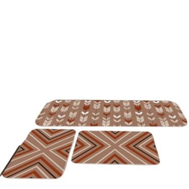 Imagem de Kit 3 Tapetes Para Cozinha Antiderrapante Estampa Folhas Verdes Naturais(14)