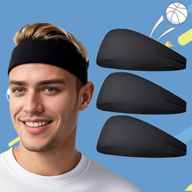 Imagem de Bandanas pretas masculinas elásticas para futebol, ciclismo, basquete, ioga, fitness, treino, unissex, faixa de transpiração de secagem rápida