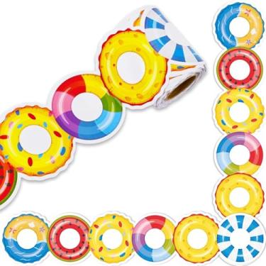 Imagem de Rolo de borda de quadro de avisos de verão de 90 m em forma de anel de natação cortado para festa na praia, sala de aula, quadro-negro, decoração escolar