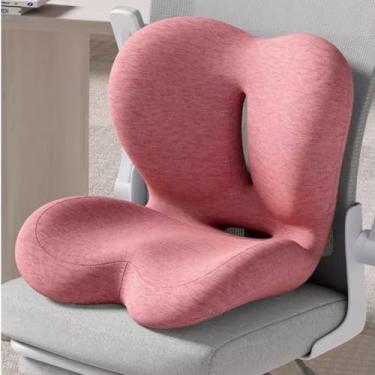 Imagem de Almofada ergonômica para assento de escritório com suporte lombar - almofada de cóccix de espuma viscoelástica para aliviar dores nas costas e no cóccix. Ideal para funcionários de escritório