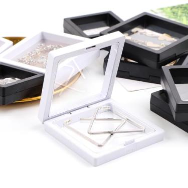 Imagem de 2 peças de moldura flutuante de joias 3D; caixa de armazenamento organizadora de joias transparente; porta-moedas para exibição de joias para medalhas AA, medalhas militares, coleção de moedas, joias