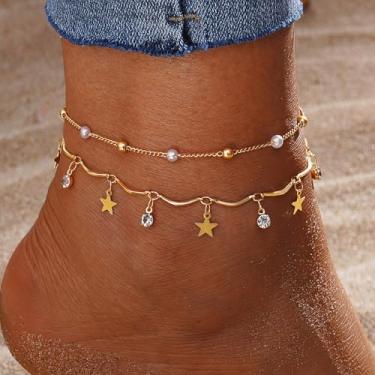 Imagem de Tornozeleira feminina com strass em camadas para o verão, praia, pé, joias para presentes, 210mm, Liga metálica, Sem Pedra Preciosa