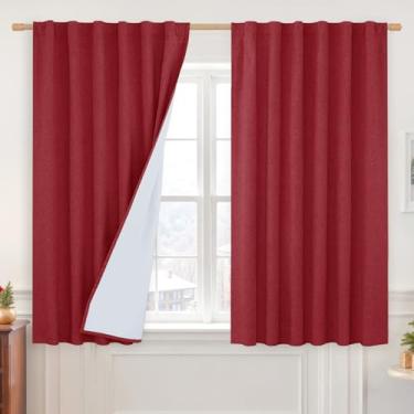 Imagem de LAMIT Cortinas blackout completas para quarto de bebê, painéis térmicos de decoração de Natal de 137 cm, abas traseiras e bolso para varão, cortinas protegidas com forro branco, 2 painéis, 132 x 137