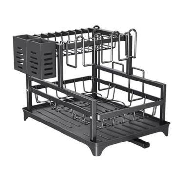 Imagem de ￼Escorredor de Louças Rack Aço Carbono Organizador Preto 2 Andares