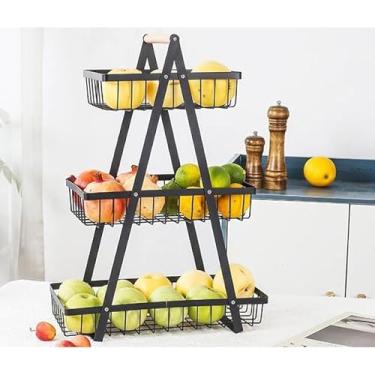 Imagem de Cesto Fruteira de Mesa e Bancada em Metal Aramado com 2 ou 3 Andares – Organizador Multiuso para Frutas, Legumes e Pães – Design Moderno e Resistente