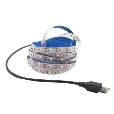 Imagem de Vrabocry Fita de luz LED USB branca natural 4500K 5V alimentada por USB 5 m/5 m 300 LEDs SMD2835 flexíveis, sem impermeabilidade, IP20, fita de LED para TV de fundo, decoração de casa, lâmpada