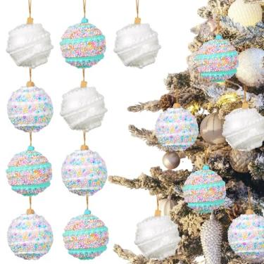 Imagem de Conjunto de 9 enfeites de bola de sobremesa de Natal para pendurar para árvore de Natal, bola de sobremesa, decorações de festa, ornamentos temáticos de candyland, suprimentos de festa para Natal, ano