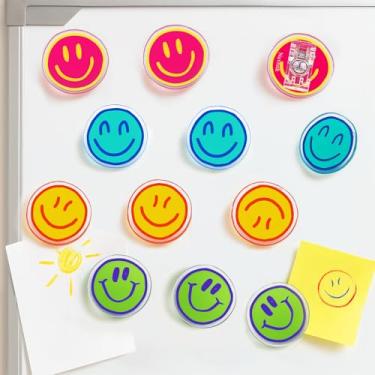 Imagem de Nuvretk Pacote com 12 clipes magnéticos para geladeira e quadro branco – seladores de saco coloridos fofos, porta-chips alegres para lancheiras, armazenamento de alimentos, cozinha, casa e escritório