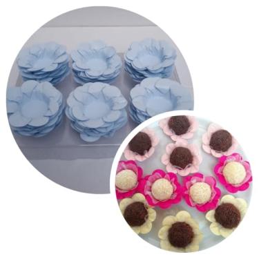 Imagem de Forminhas para doces finos Forminhas Flor para festas casamento aniversário (Azul aqua)