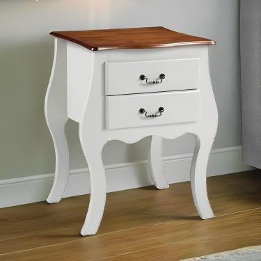 Imagem de Cômoda Bombê Média De Madeira Com 2 Gavetas - Nude Laca Com Tampo Imbuia Glazer