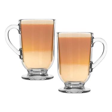 Imagem de Jogo 2 Canecas De Cappuccino Vidro Berlim Taça Café Transparente 325ml Em Casa Tem