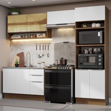Imagem de Armário De Cozinha Completa 270cm Rustic/branco Stella Madesa 07 Rustic/branco