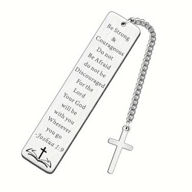 Imagem de Marcadores de livro de material metálico com citação – Marcador bíblico prateado para leitura, oração de servidão e presentes de formatura para mulheres, amantes de livros