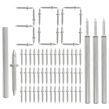 Imagem de Jiozermi 300 peças de fio de rodapé de cabeça dupla sem costura com ferramenta de manga, pregos invisíveis para moldagem, linha de rodapé sem marcas, prego para instalação de rodapé sem costura