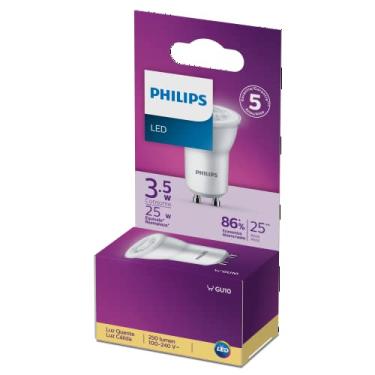 Imagem de Lâmpada Led Philips mini dicróica MR11 3.5W luz amarela bivolt base GU10