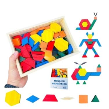 Imagem de Mosaico Geométrico Infantil - Jogo Educativo de Arte e Montagem Criativa - Brinquedo de Aprendizagem para Desenvolvimento Cognitivo e Habilidades Motoras - Atividade Educacional para Crianças