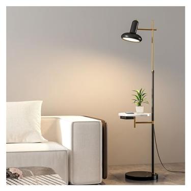 Imagem de Luminária de chão Luminária de chão criativa moderna contemporânea com mesa, luminárias metal bandeja mármore