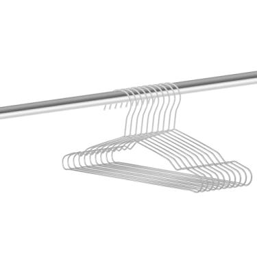 Imagem de Cabides de tamanho pequeno para roupas pequenas, pacote com 10 cabides de arame antiderrapantes de aço inoxidável que economizam espaço para roupas pequenas