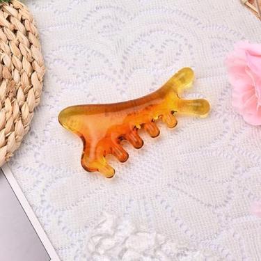 Imagem de Massagem para couro cabeludo Gua Sha pente de resina guasha prancha cabeça massageador de ombro para mulheres homens salão de beleza corpo multifuncional massageador facial cabelo âmbar alívio de