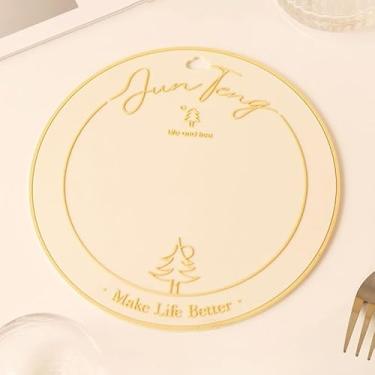 Imagem de Base para mesa antiqueimadura com isolamento térmico, linhas simples, à prova de graxa, antiderrapante, almofada de prato de jantar (pinheiro)