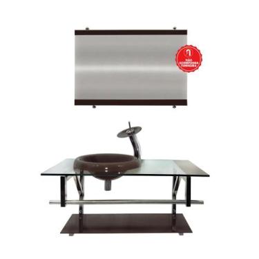 Imagem de Gabinete de Vidro 90cm para Banheiro Áustria - EKASA, Marrom