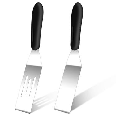 Imagem de Espátula pequena, conjunto de espátulas de aço inoxidável, espátulas de metal para uso na cozinha para servir e virar, ideal para panquecas, brownies, sobremesas, biscoitos, ovos ou frigideiras