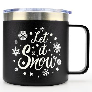 Imagem de Canecas de café isoladas de Natal fofas de 400 ml, presente para mulheres, homens, namorada, namorado, ideias de presente, caneca de viagem, caneca engraçada de floco de neve para ela, caneca de Natal