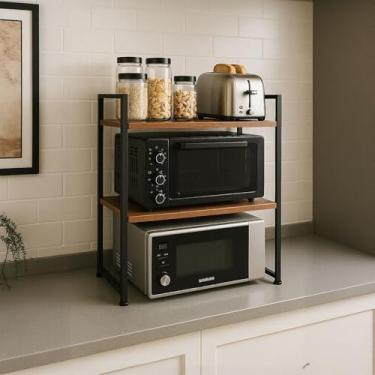 Imagem de Suporte de micro-ondas, prateleira de micro-ondas resistente de 3 camadas para prateleiras de cozinha organizador de bancada
