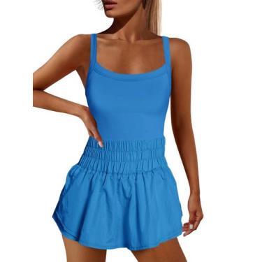 Imagem de Vestido esportivo Nirovien Running Skortsie Romper azul para mulheres