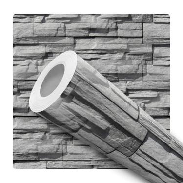 Imagem de Papel De Parede Vinílico Pedra Canjiquinha Cinza Efeito Visual 3D 3.5m