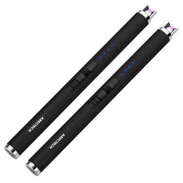 Imagem de ARECTECH Isqueiro de vela elétrico recarregável, arco plasma, à prova de vento, para velas, cozinha, presente de aniversário para mãe, homens, esposa, com cabo tipo C, preto, pacote com 2