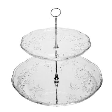 Imagem de Porta Doces de Cristal 2 Andares New Butterfly 20/26 x 24 cm Lyor