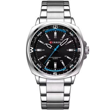 Imagem de Relógio De Quartzo Masculino Display Analógico, Pulseira De Aço Inoxidável Impermeavel Prata